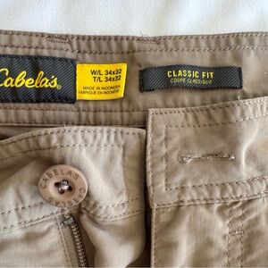 Cabela’s Men’s Convertible Hiking Zip Off Cargo Outdoor Pants & Belt Tan 34x32